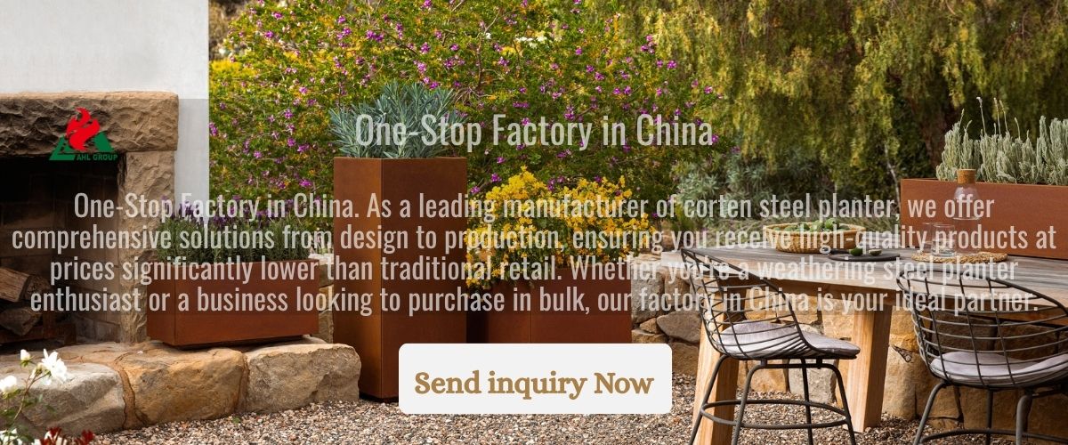 rusted steel planter box